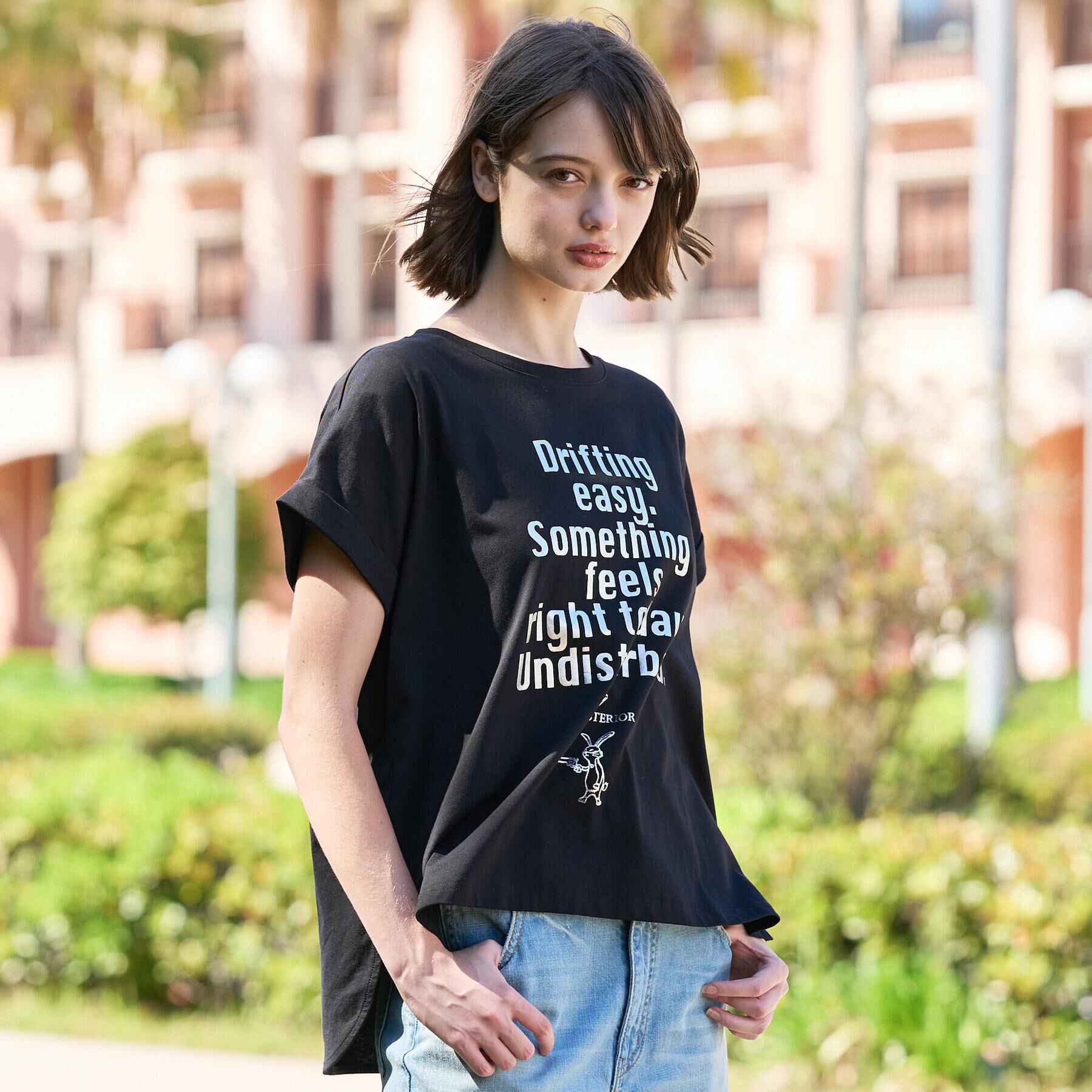DRESSTERIOR「【箔ロゴ】箔プリントドルマンスリーブ Tシャツ」|Tシャツ・カットソー|