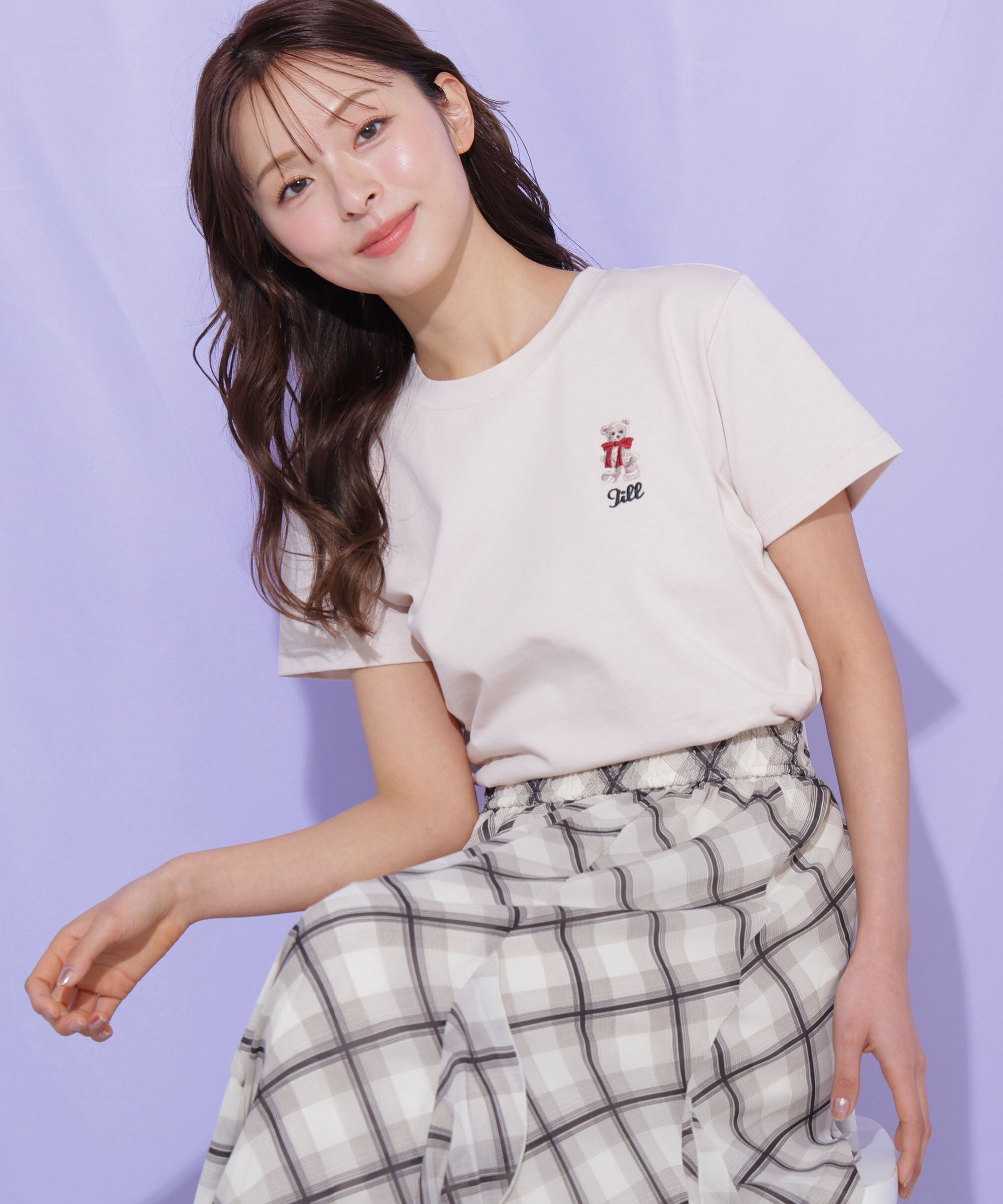  「＜BEARシリーズ＞刺繍Tシャツオーガニックコットン」|Tシャツ・カットソー|ピンク