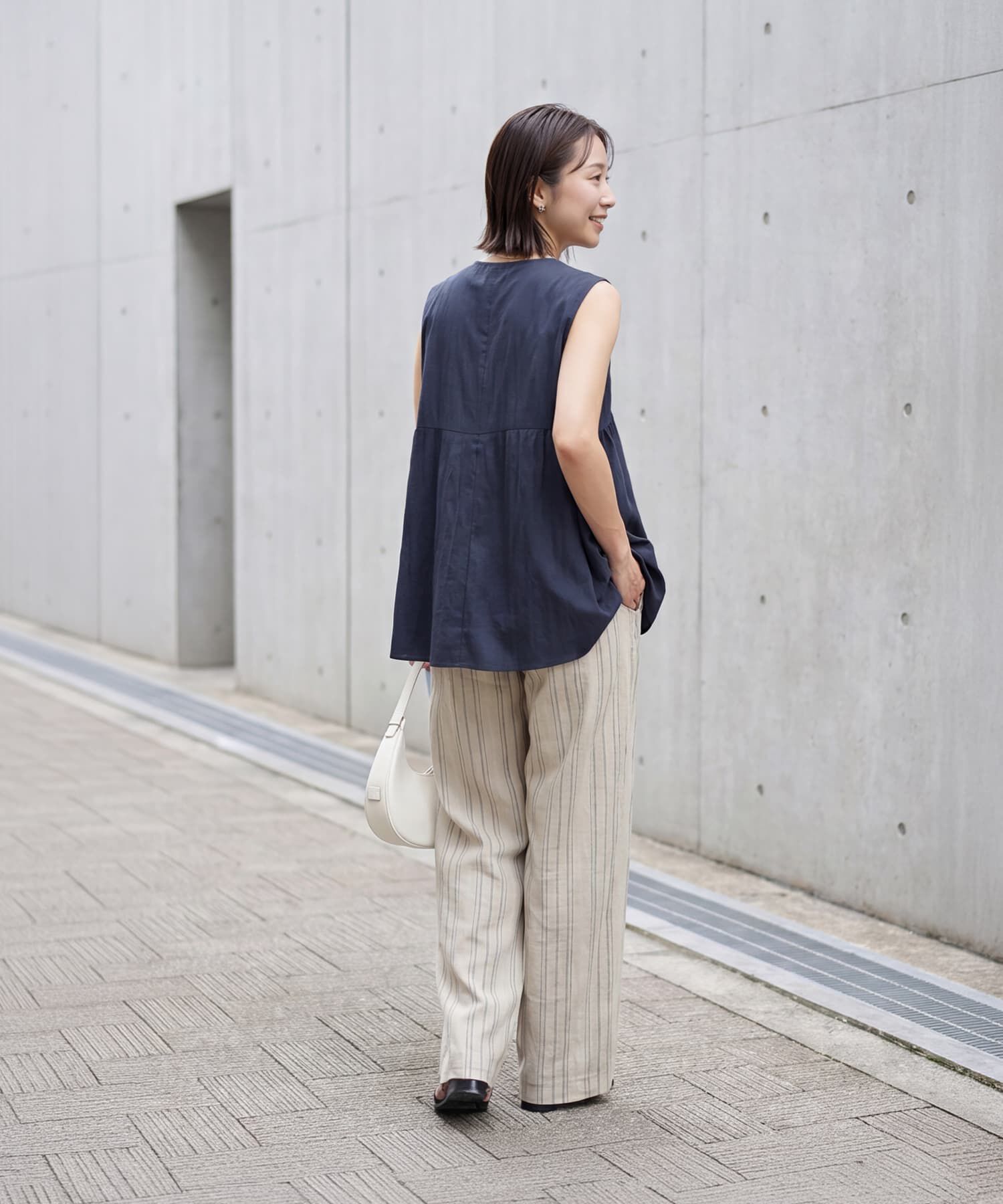 STYLE DELI「質感加工Vネックギャザーブラウス」|シャツ・ブラウス|