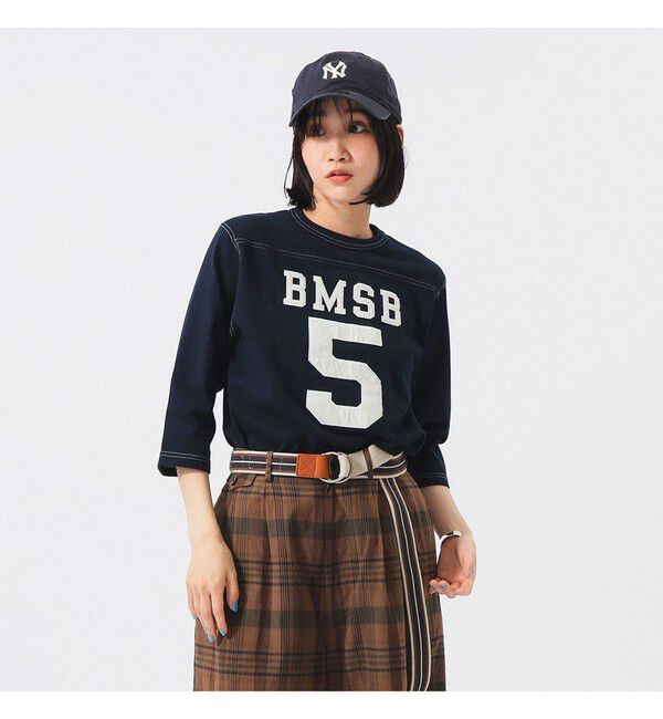 BEAMSBOY「テンジク フットボール 3/4 Tシャツ」|Tシャツ・カットソー|NAVY