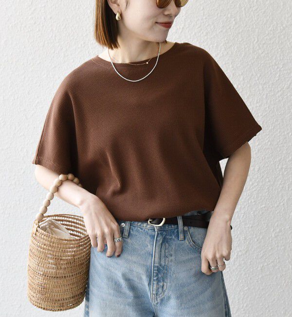 SHIPS any「《一部追加予約》SHIPS any:〈洗濯機可能〉ワッフル ワイド TEE」|Tシャツ・カットソー|ブラウン
