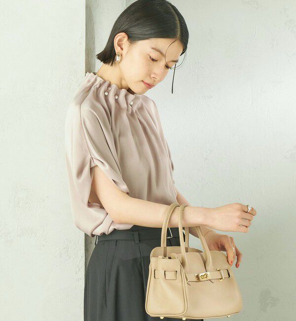SHIPS for women「《一部予約》【一部WEB限定】〈手洗い可能〉パール モチーフ ネック ギャザー ドルマン ブラウス」|シャツ・ブラウス|
