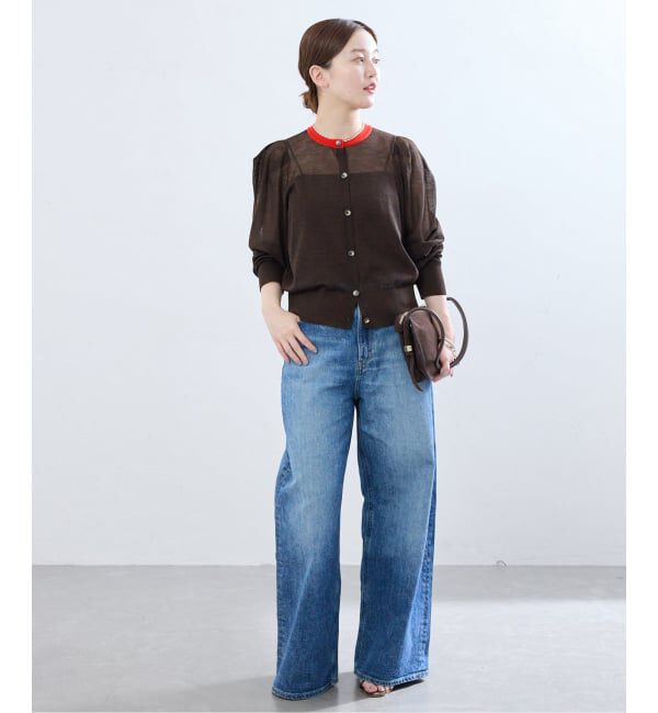 IENA「《予約》LOWER/ローヴァー 18G Tucked power shoulder ニット  LW-77」|カーディガン|