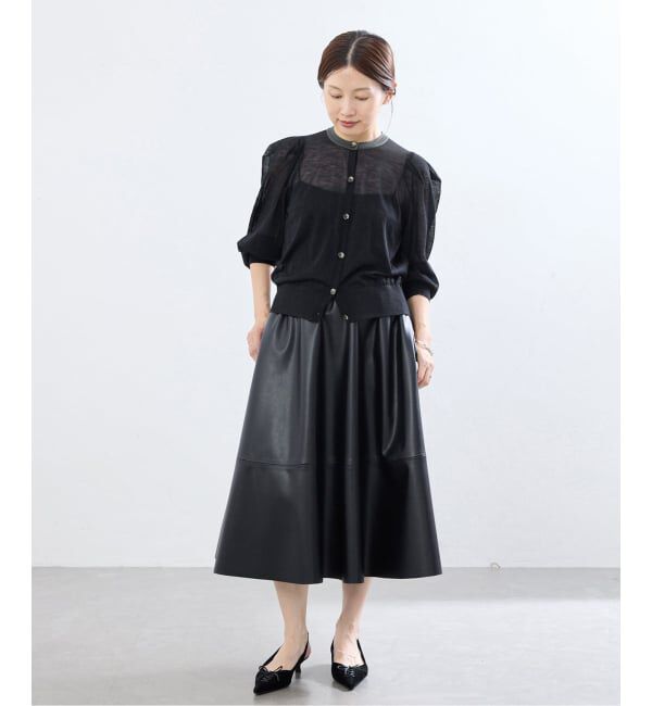 IENA「《予約》LOWER/ローヴァー 18G Tucked power shoulder ニット  LW-77」|カーディガン|