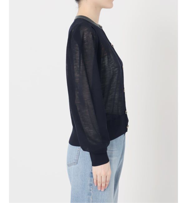 IENA「《予約》LOWER/ローヴァー 18G Tucked power shoulder ニット  LW-77」|カーディガン|
