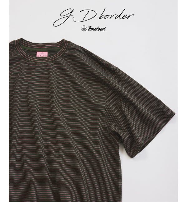 JOURNAL STANDARD relume「米富繊維 / Yonetomi 別注 ガーメントダイ ボーダー Tシャツ」|Tシャツ・カットソー|グリーン E