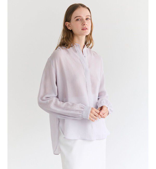 BEIGE,「【人気シリーズ】PAULINE / リネンヴィスコースレースブラウス」|シャツ・ブラウス|Lilac
