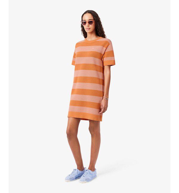 LACOSTE「ボーダーメッシュニットドレス / ニットワンピース」|ワンピース|
