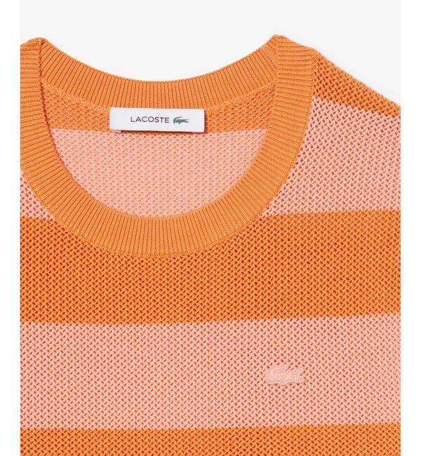LACOSTE「ボーダーメッシュニットドレス / ニットワンピース」|ワンピース|