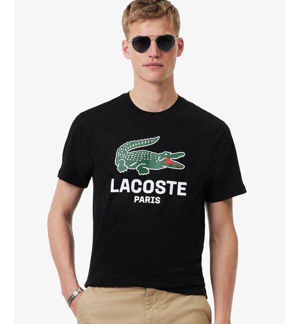 LACOSTE「ビッグワニロゴプリントTシャツ」|Tシャツ・カットソー|ブラック