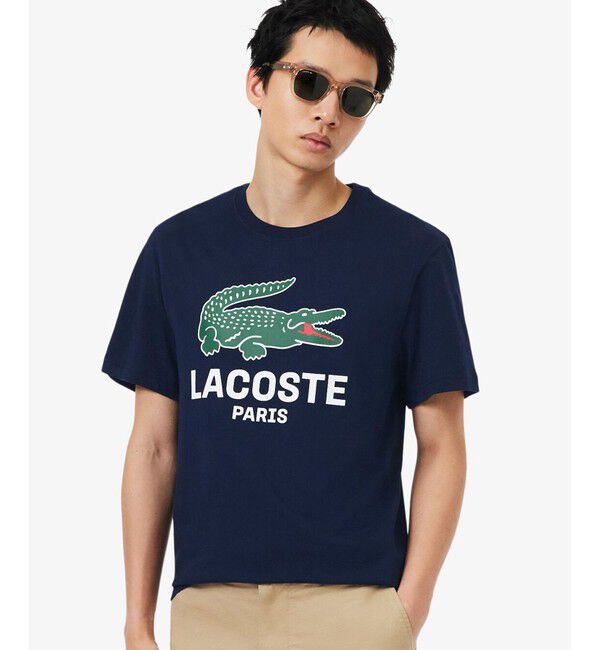 LACOSTE「ビッグワニロゴプリントTシャツ」|Tシャツ・カットソー|ネイビー