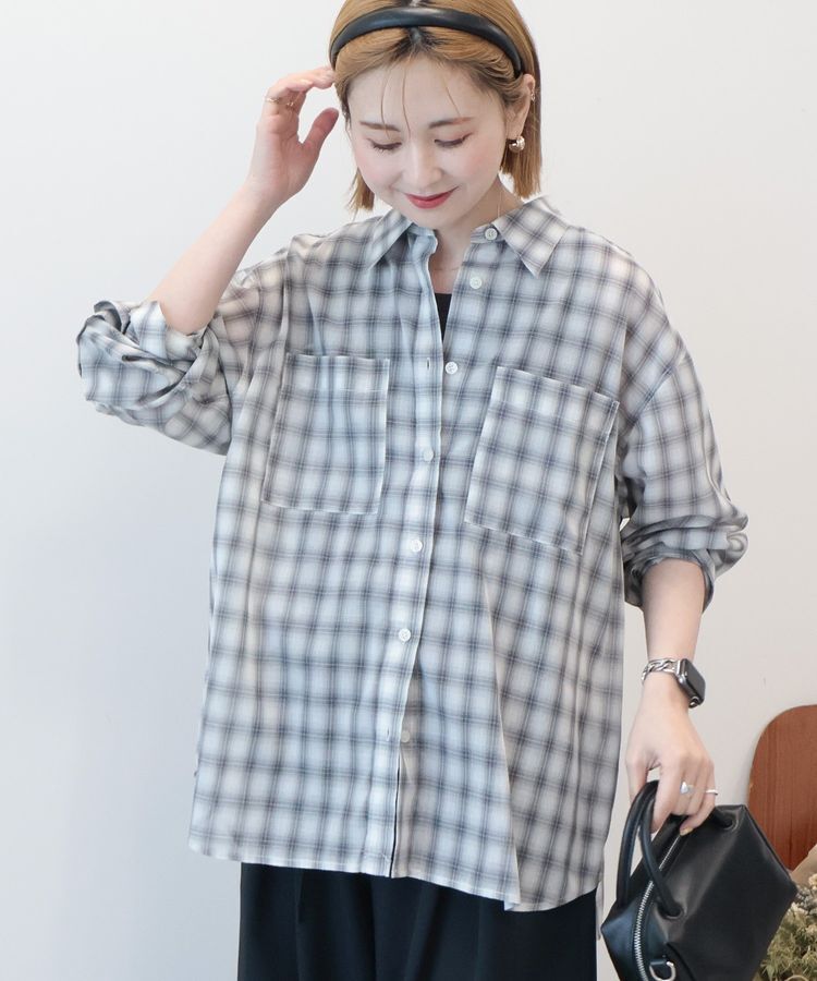 AMERICAN HOLIC「【接触冷感・イージーケア】シアーチェックシャツ」|シャツ・ブラウス|