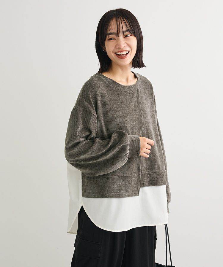 Green Parks「カットコーデュロイドッキングプルオーバー」|Tシャツ・カットソー|Gray