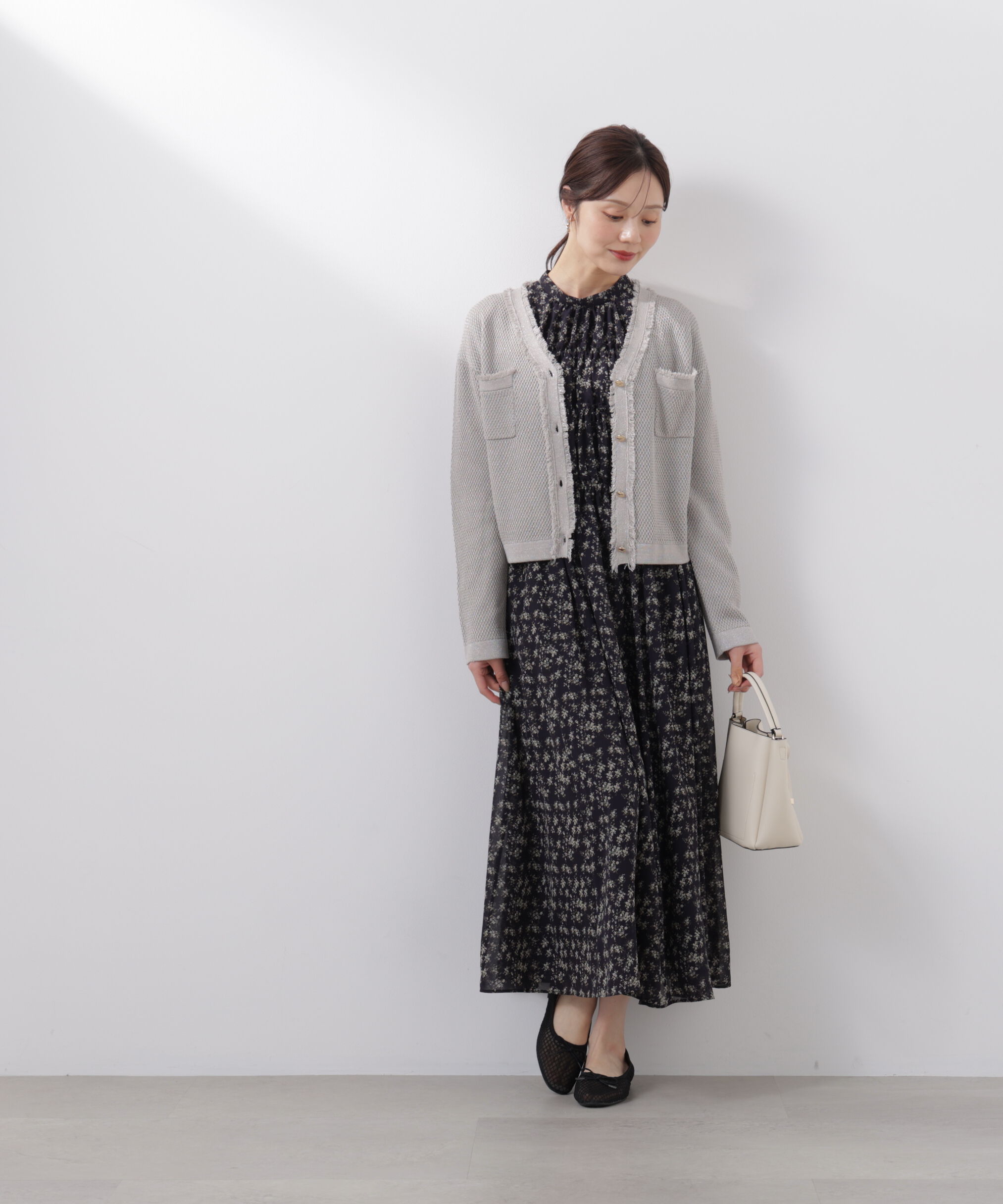 PROPORTION BODY DRESSING「ラメ透かしニットジャケット　26SS」|ニット・セーター|