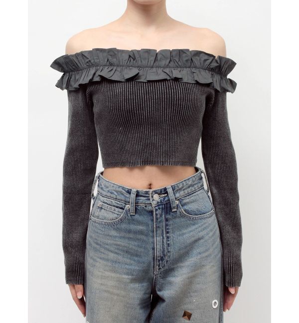 EVRIS「フリルピグメントニットトップス」|ニット・セーター|