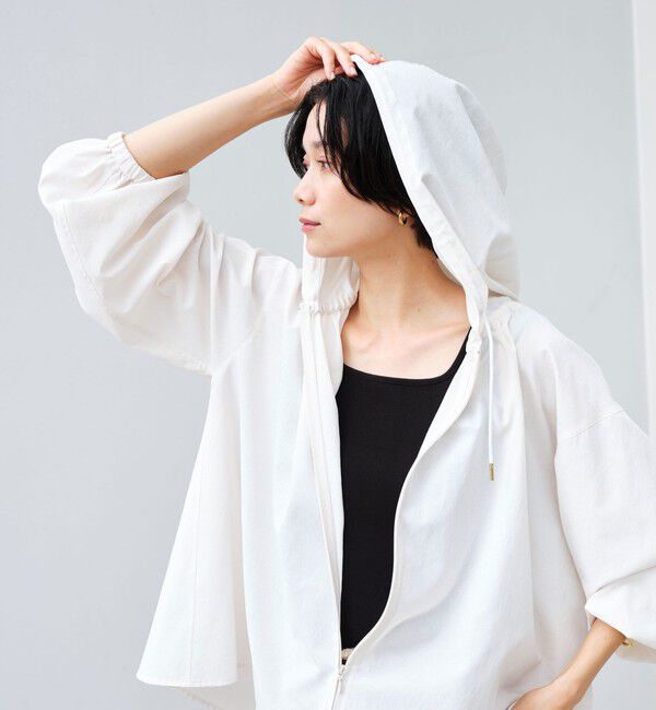 UNITED ARROWS green label relaxing「［size SHORTあり］フード ギャザー シャツ  UVカット 通気性 吸水速乾」|シャツ・ブラウス|OFF WHITE