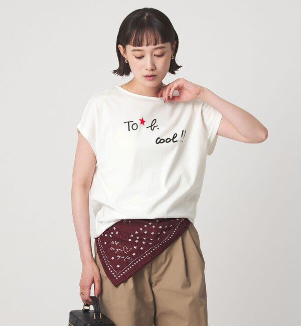 UNITED ARROWS green label relaxing「＜To b. by agnes b.コラボ＞ロゴ フレンチスリーブ Tシャツ」|Tシャツ・カットソー|OFF WHITE