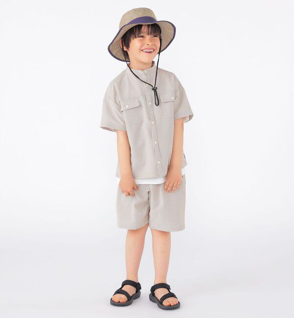 SHIPS KIDS「SHIPS KIDS:100～130cm /〈UVカット/吸水速乾〉ドライタッチ ストライプ シャツ」|シャツ・ブラウス|