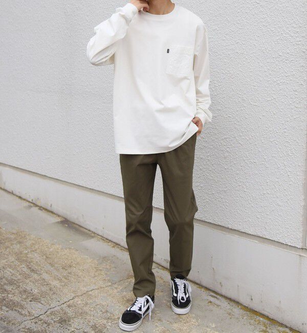 SHIPS any「【WEB限定】SHIPS any:〈撥水加工〉リラックス ナイロンポケット クルーネック Tシャツ(ロンT)◆」|Tシャツ・カットソー|