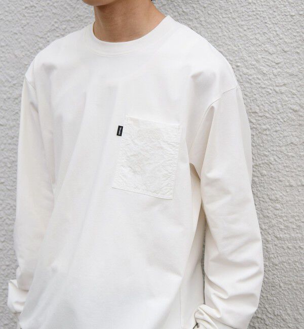 SHIPS any「【WEB限定】SHIPS any:〈撥水加工〉リラックス ナイロンポケット クルーネック Tシャツ(ロンT)◆」|Tシャツ・カットソー|