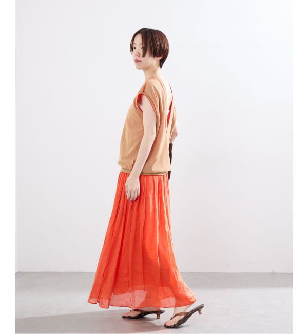 IENA「ウォッシャブル ダブルレイヤードVネックノースリーブ」|ニット・セーター|