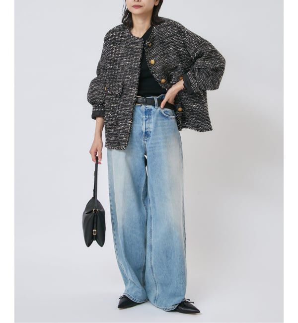 journal standard L'essage「《予約》【一部店舗＆WEB限定】GIOLICAツイードドルマンスリーブジャケット(ブラック)」|ノーカラージャケット|