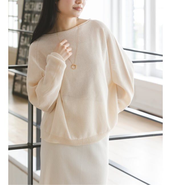 NOBLE「《追加・新色》【洗える】ペーパーヤーン裏天竺プルオーバー(オレンジ・レッド)」|ニット・セーター|