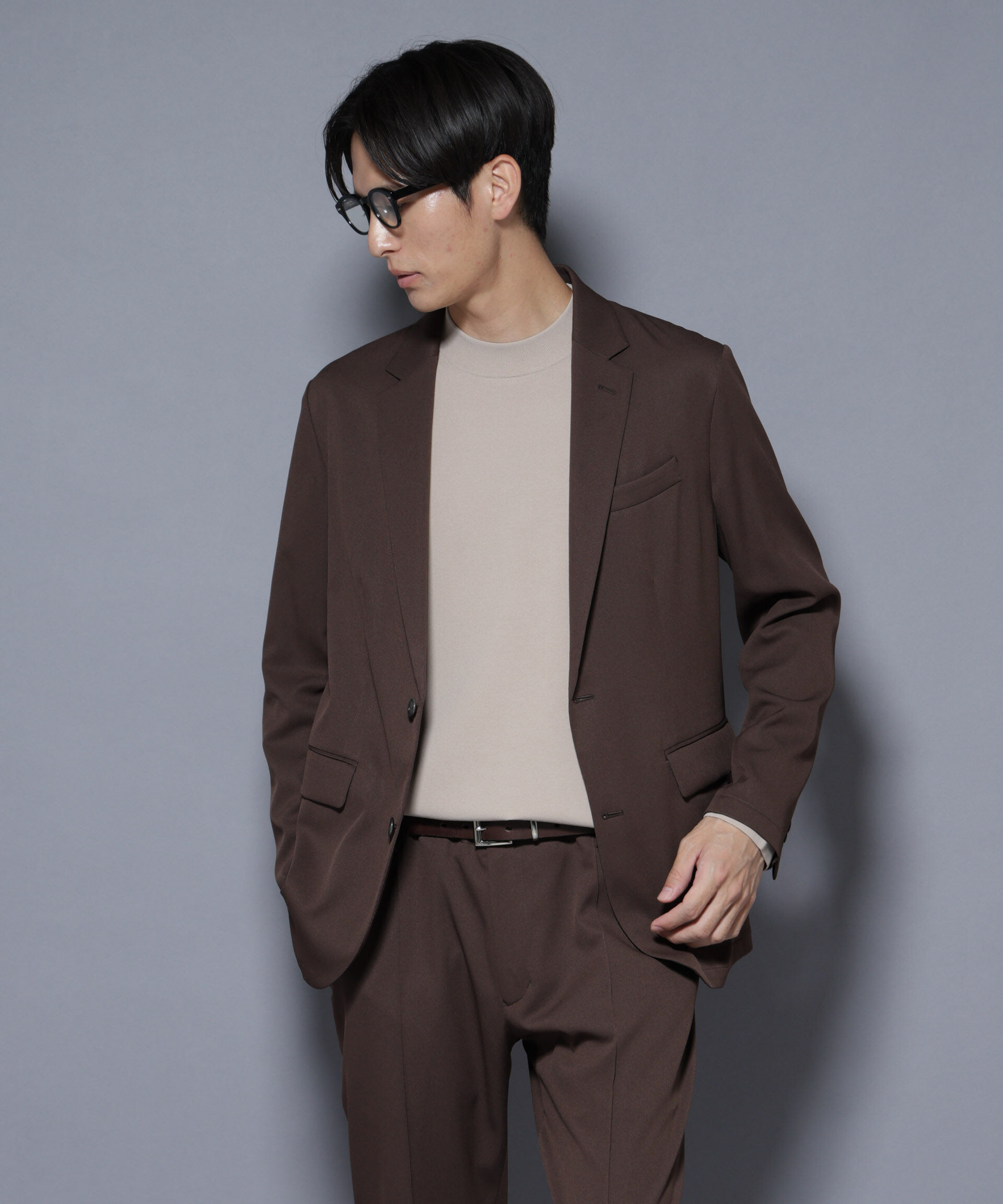 nano･universe「「N JACKET BASIC」シャドーストライプジャケット(セットアップ可)」|スーツ|ブラウン