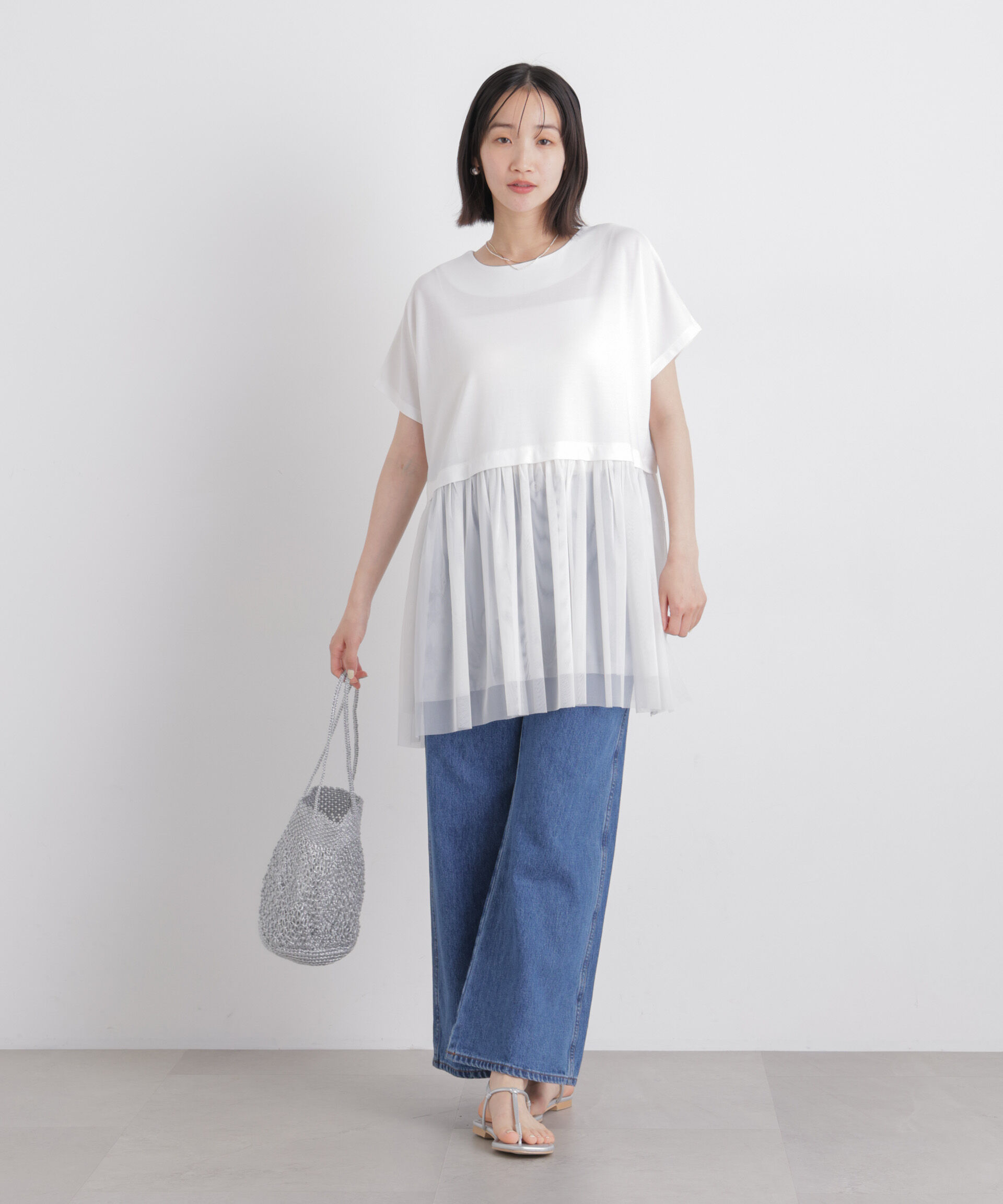 nano･universe「チュールドッキングカットトップス」|Tシャツ・カットソー|
