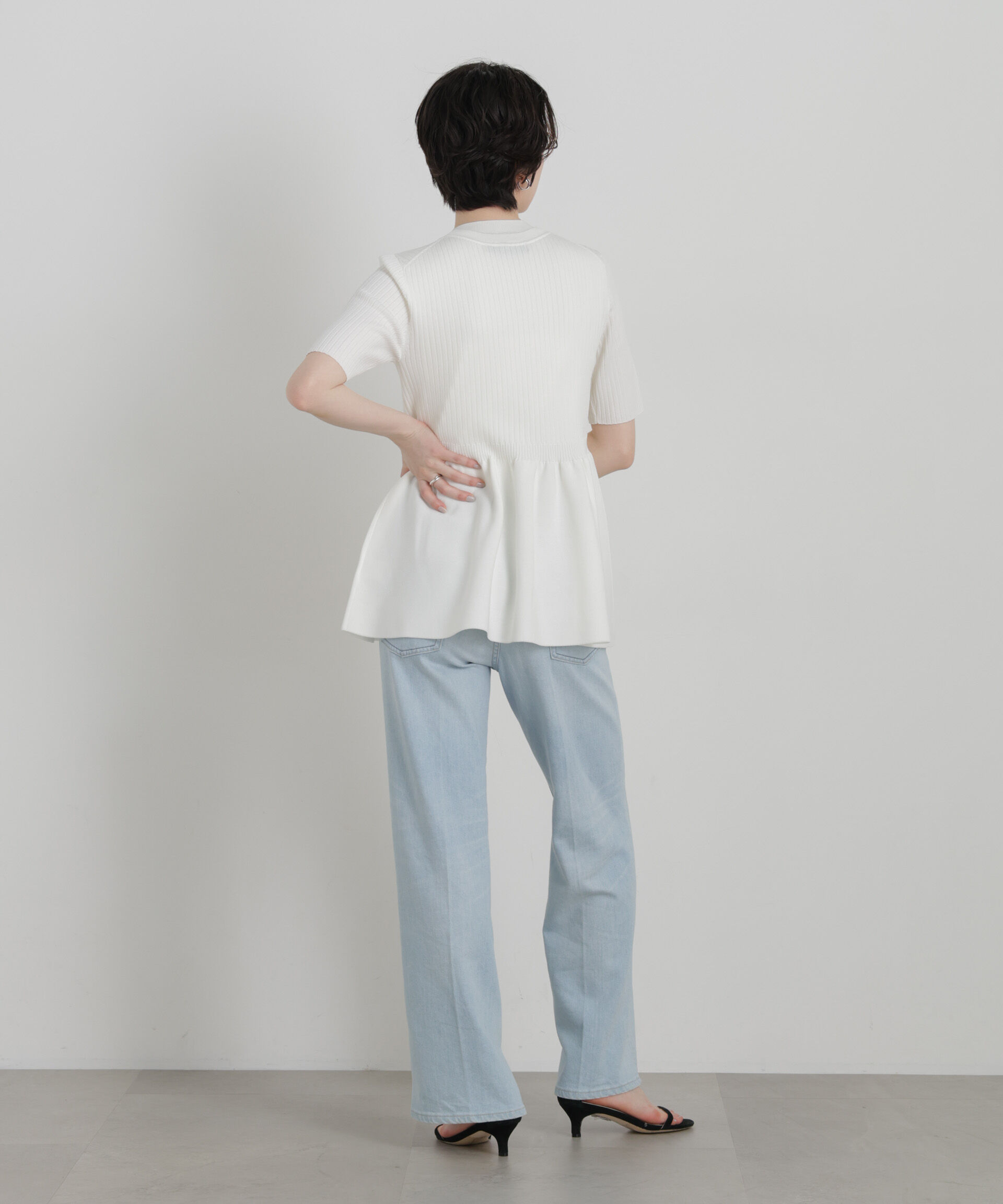 NANO universe「SUMMER VEIL KNIT ペプラムニットカーディガン」|ニット・セーター|