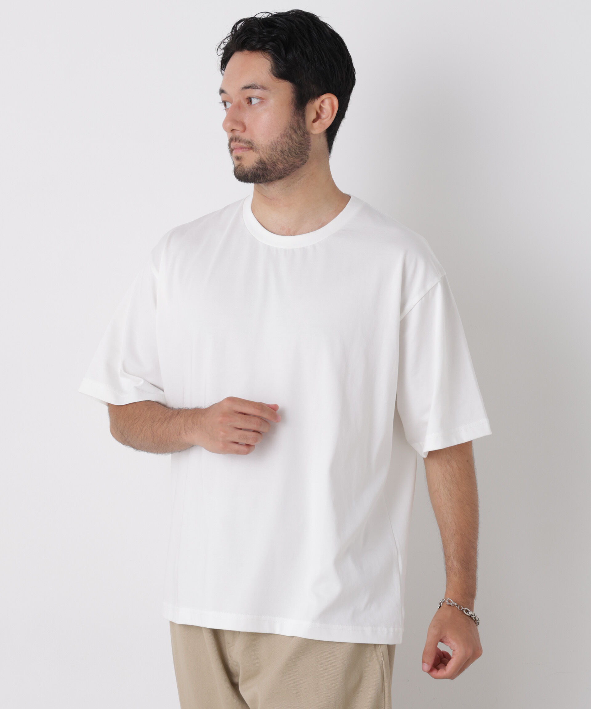 NANO universe「WEB限定/USAコットン&times;COOLMAX(R)ワイドTシャツ 半袖」|Tシャツ・カットソー|