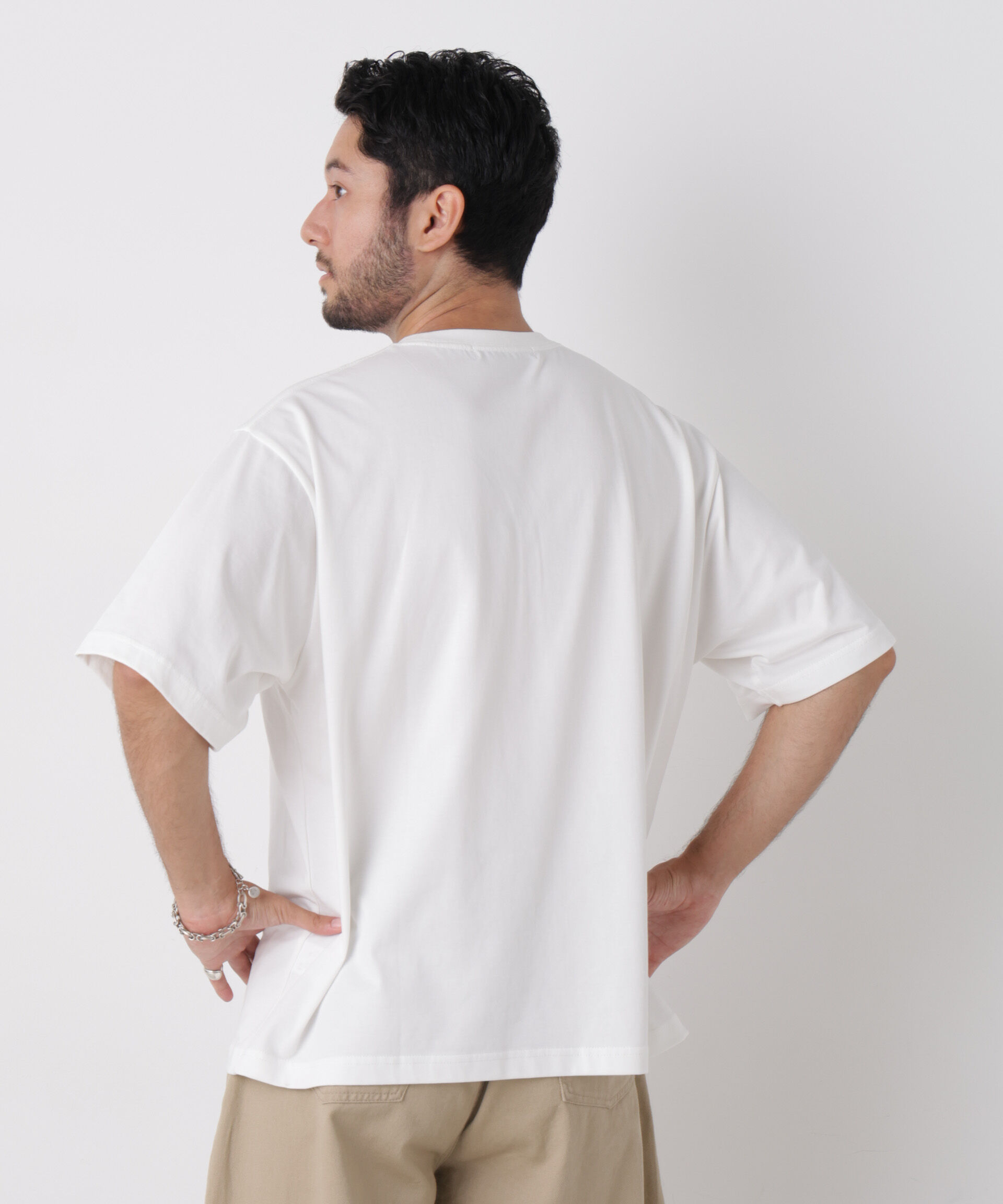 NANO universe「WEB限定/USAコットン&times;COOLMAX(R)ワイドTシャツ 半袖」|Tシャツ・カットソー|