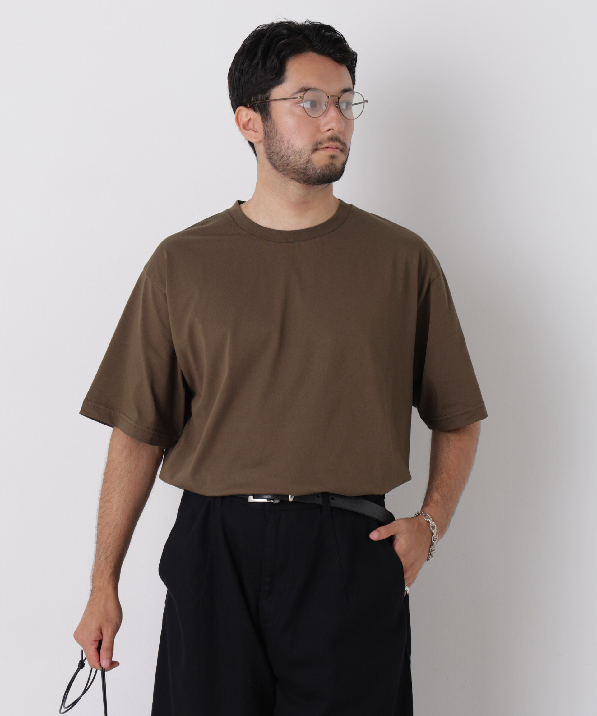 NANO universe「WEB限定/USAコットン&times;COOLMAX(R)ワイドTシャツ 半袖」|Tシャツ・カットソー|