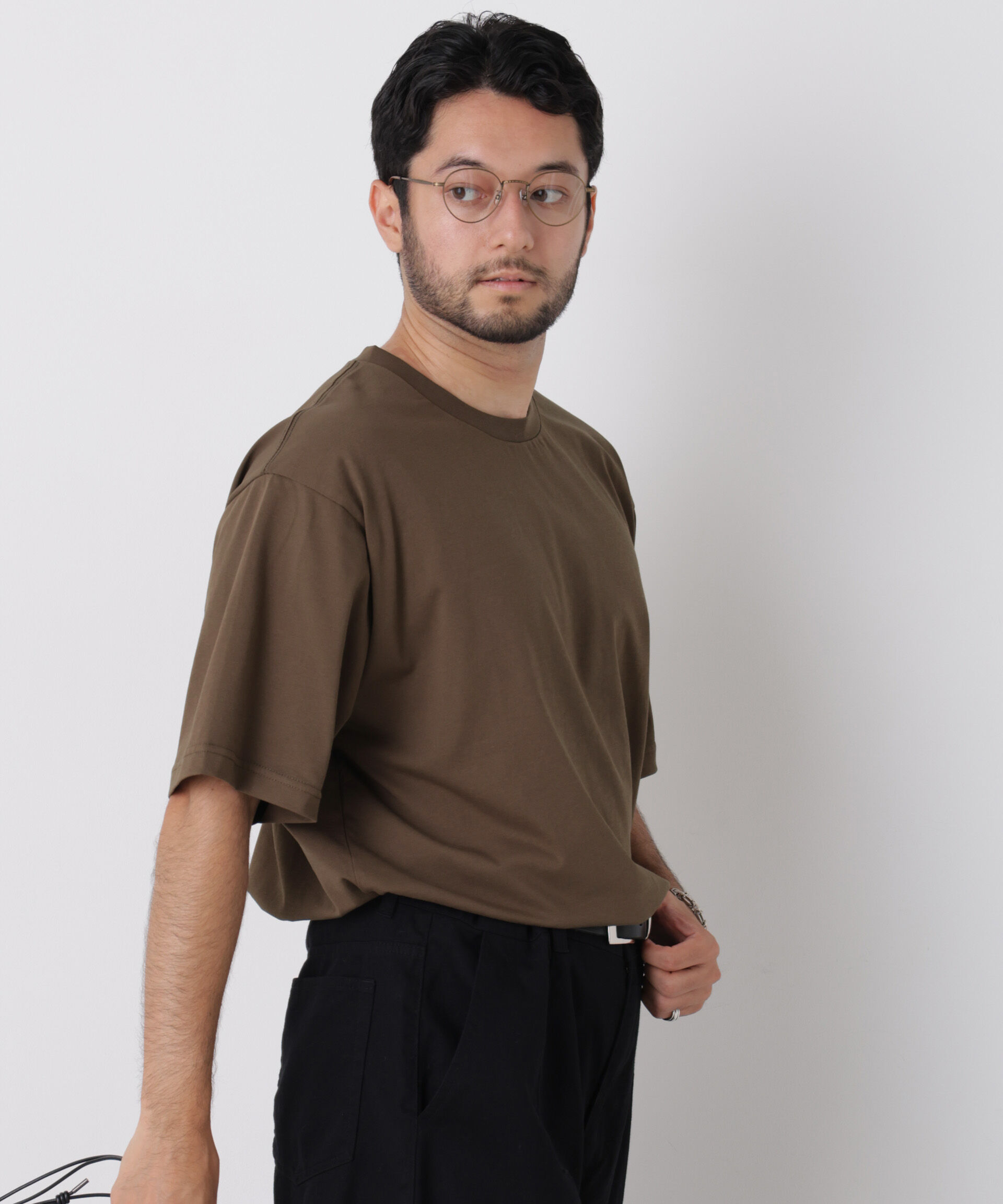 NANO universe「WEB限定/USAコットン&times;COOLMAX(R)ワイドTシャツ 半袖」|Tシャツ・カットソー|