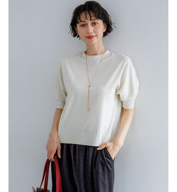 23区「セミマットフリゼ リラクシー ニット Tシャツ」|ニット・セーター|アイボリー系