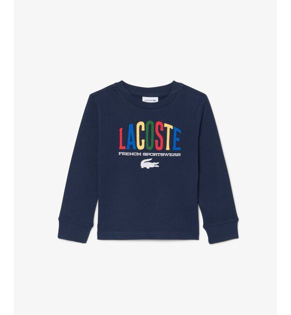 LACOSTE「【EC限定】BOYSマルチカラーブランドネームロゴ長袖Tシャツ」|Tシャツ・カットソー|ネイビー