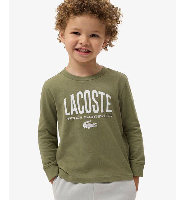 LACOSTE「【EC限定】BOYSマルチカラーブランドネームロゴ長袖Tシャツ」|Tシャツ・カットソー|カーキ