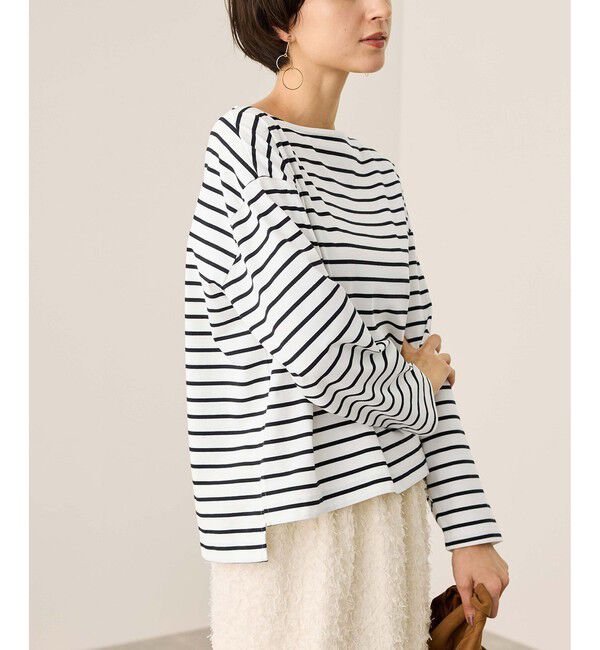 Rope&rsquo;Picnic「ボックスシルエットボーダーカットソー」|Tシャツ・カットソー|ブラック系(02)
