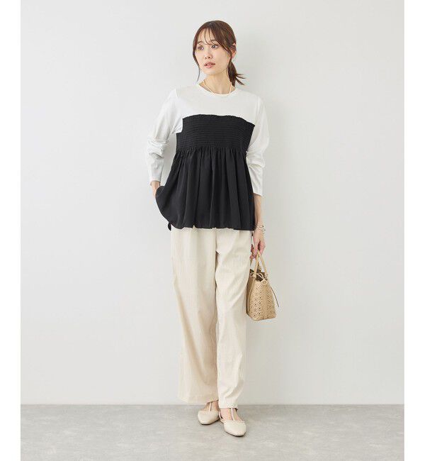 Rope&rsquo;Picnic「シャーリングドッキングロングスリーブカットソー/リンクコーデ」|Tシャツ・カットソー|