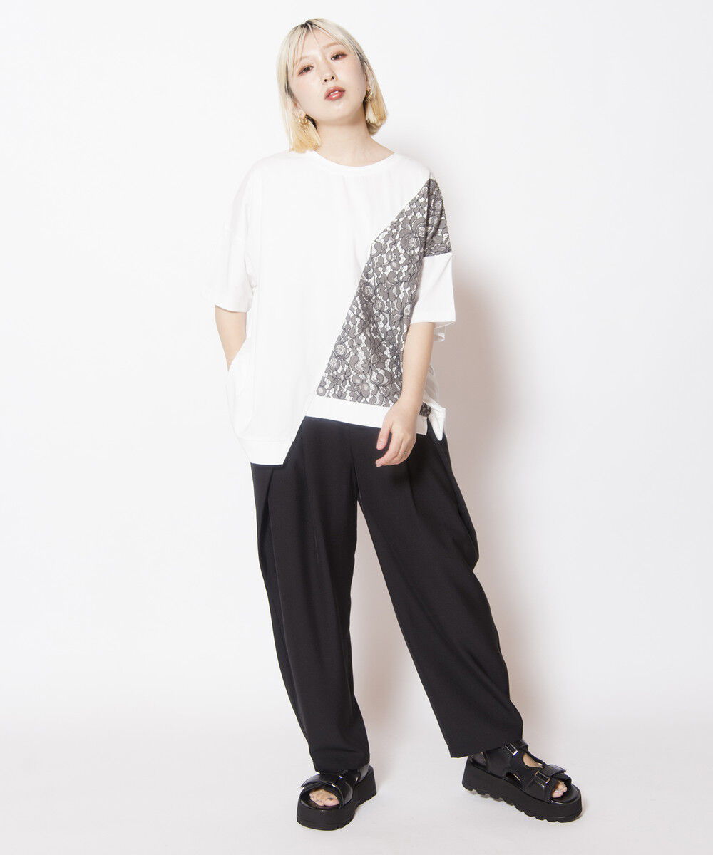  「レース切替Tシャツ」|Tシャツ・カットソー|