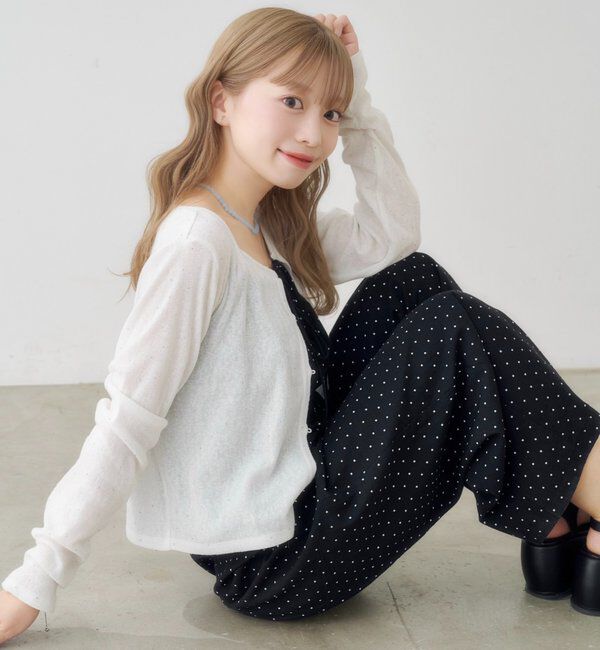  「【4色展開/前後2WAY】ラインストーンシアーカットソー」|Tシャツ・カットソー|