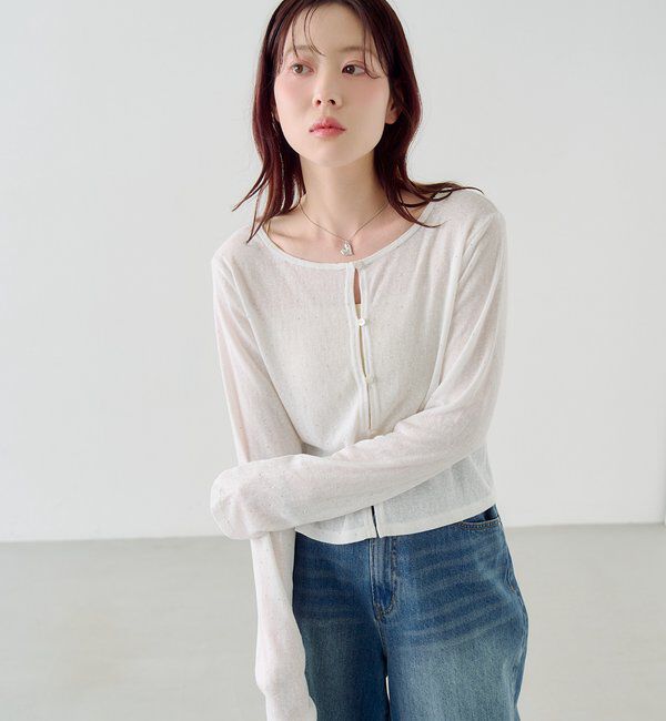  「【4色展開/前後2WAY】ラインストーンシアーカットソー」|Tシャツ・カットソー|