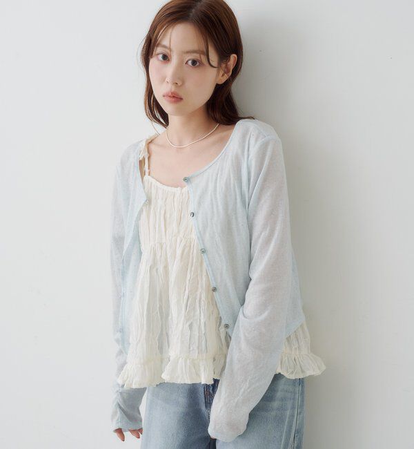  「【4色展開/前後2WAY】ラインストーンシアーカットソー」|Tシャツ・カットソー|
