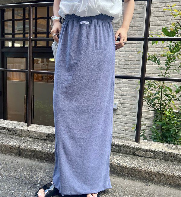  「B ロゴタグパイルロングスカート」|その他|ブルー