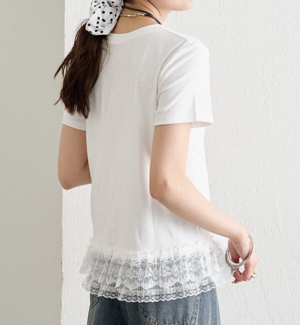  「裾レースドッキングTシャツ」|Tシャツ・カットソー|