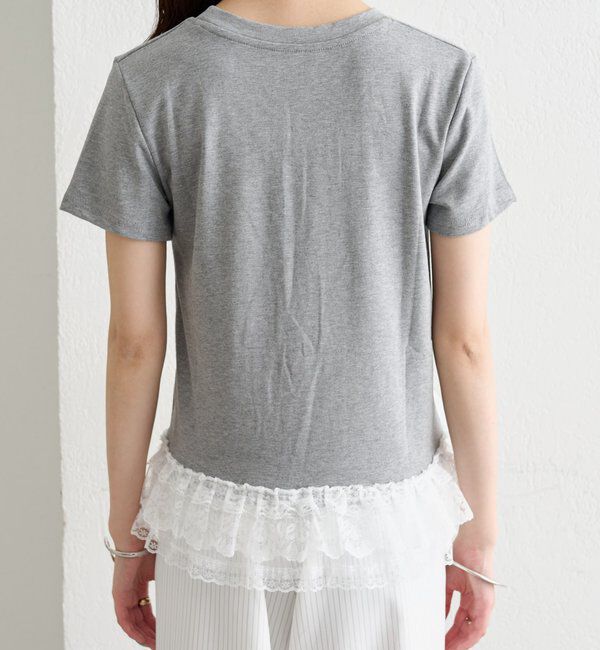  「裾レースドッキングTシャツ」|Tシャツ・カットソー|