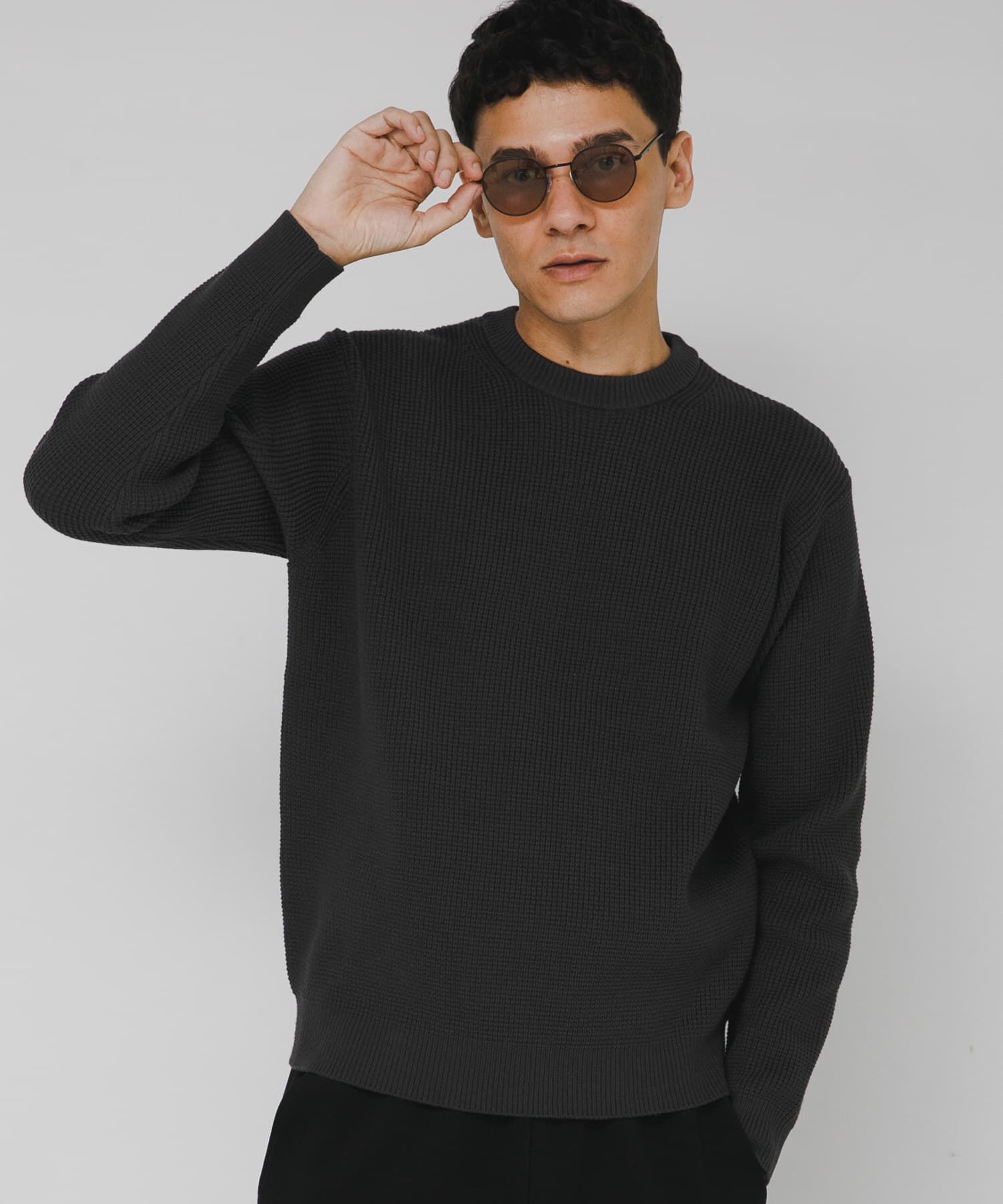 Sonny Label 「ウォッシャブルワッフルニットプルオーバー」|ニット・セーター|チャコールグレー