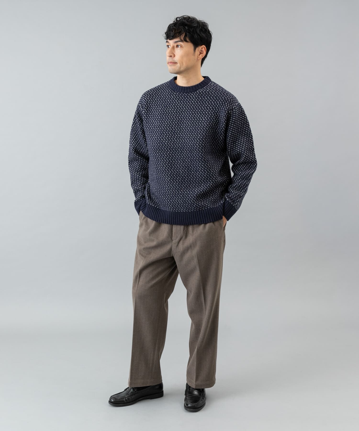 URBAN RESEARCH ROSSO「『XLサイズあり』バーズアイ柄クルーネックニット」|ニット・セーター|