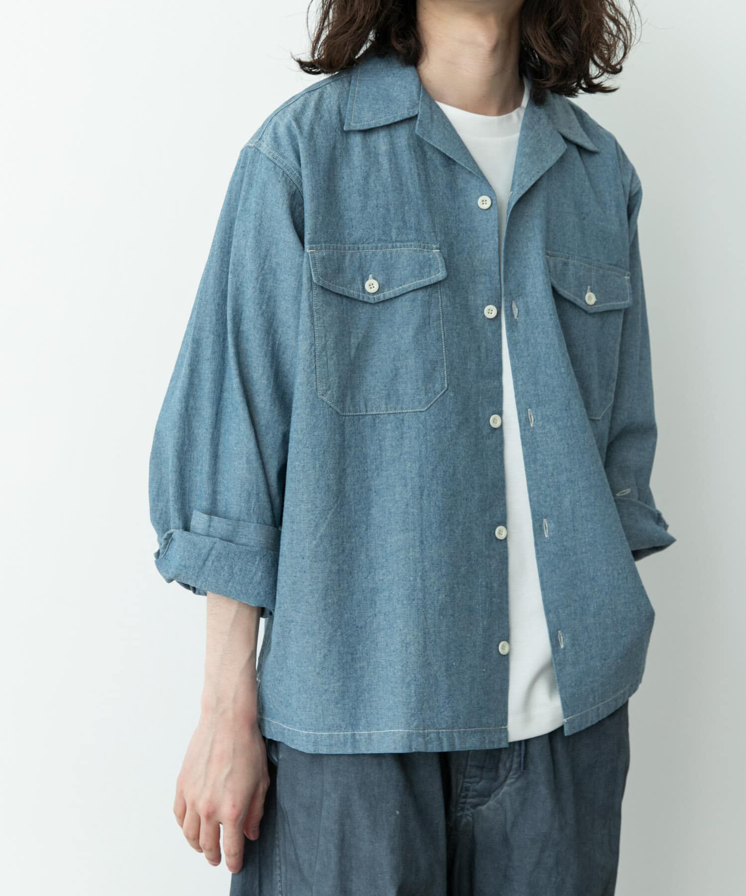 Sonny Label 「ARMY TWILL　CHAMBRAY OPEN COLLAR SHIRTS」|シャツ・ブラウス|ブルー