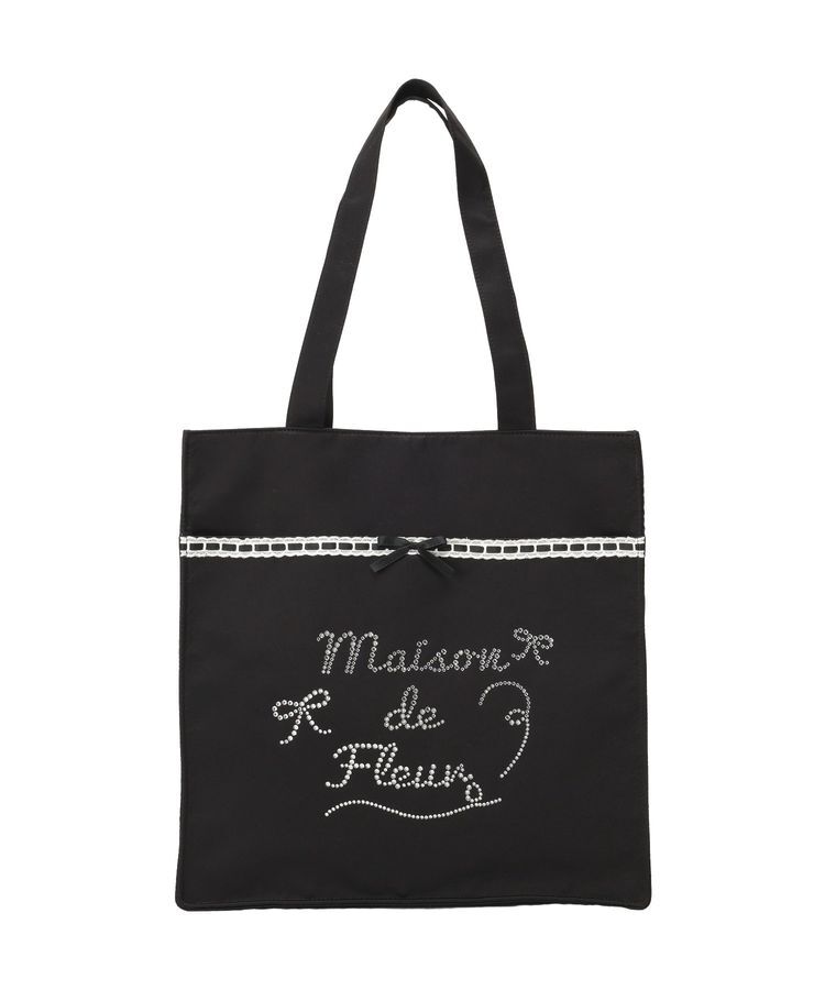 Maison de FLEUR「サテンレースビジューロゴトート」|トートバッグ|